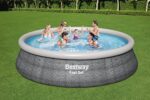 Bestway Fast Set Pool, 457 x 107 cm, Komplett-Set mit Filterpumpe, rund, graue Rattan-Optik - Image 2