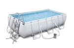 Bestway Power Steel Stahlrahmenpool-Set mit Filterpumpe, Rectangular, 6478 L, grau, 404 x 201 x 100 cm