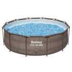 Bestway Steel Pro MAX Frame Pool-Set mit Filterpumpe Ø 366 x 100 cm, Rattan-Optik (Schokobraun), rund - Image 2