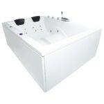 Basera® Basic Indoor Whirlpool Badewanne XXL Wave für 2 Personen mit 16 Massagedüsen, Wasserfall, LED-Ambiente