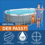 Bestway Power Steel Frame Pool Set, oval, mit Filterpumpe 305 x 200 x 84 cm, grau, 5614A - Image 9