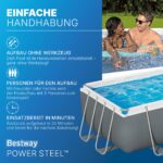 Bestway® Power Steel™ Solo Pool ohne Zubehör 404 x 201 x 100 cm, grau, eckig - Image 5