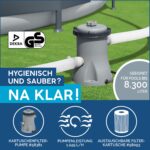 Bestway Power Steel Frame Pool Set, oval, mit Filterpumpe 305 x 200 x 84 cm, grau, 5614A - Image 8