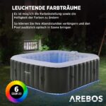 Arebos Whirlpool 185x185cm 6 Personen LED aufblasbar - Image 5