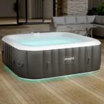 Arebos Spa Whirlpool 2400 W | automatisch aufblasbar | In- & Outdoor Spa Pool | 6 Personen | 185x185 cm | LED-Beleuchtung | 130 Massagedüsen | 910 L | Inkl. Abdeckung | Bubble Spa & Wellness Massage