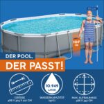 Bestway Power Steel Frame Pool Komplett-Set mit Filterpumpe 488 x 305 x 107 cm, grau, oval - Image 10