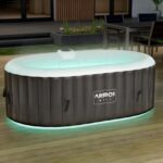 Arebos Whirlpool mit LED Beleuchtung | Aufblasbar | In- & Outdoor | 190x120 cm oval | 2 Personen | 90 Massagedüsen | mit Heizung | 550 Liter | Inkl. Abdeckung | Bubble Spa & Wellness Massage