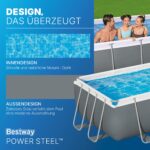 Bestway® Power Steel™ Solo Pool ohne Zubehör 404 x 201 x 100 cm, grau, eckig - Image 4