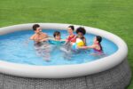 Bestway Fast Set Pool, 457 x 107 cm, Komplett-Set mit Filterpumpe, rund, graue Rattan-Optik - Image 4