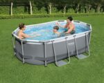 Bestway Power Steel Frame Pool Set, oval, mit Filterpumpe 305 x 200 x 84 cm, grau, 5614A - Image 10