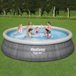 Bestway Fast Set Pool, 457 x 107 cm, Komplett-Set mit Filterpumpe, rund, graue Rattan-Optik - Image 11